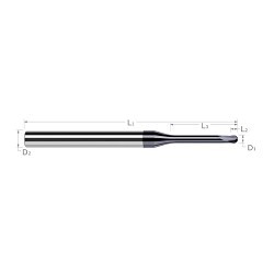 Harvey Tool HAR37909-C6 End Mill, 9/64 in Cutter Dia, 0.112 in Length of Cut, 2 Flutes, 1/4 in Shank Dia, 2-1/2 in Overall Length, C6